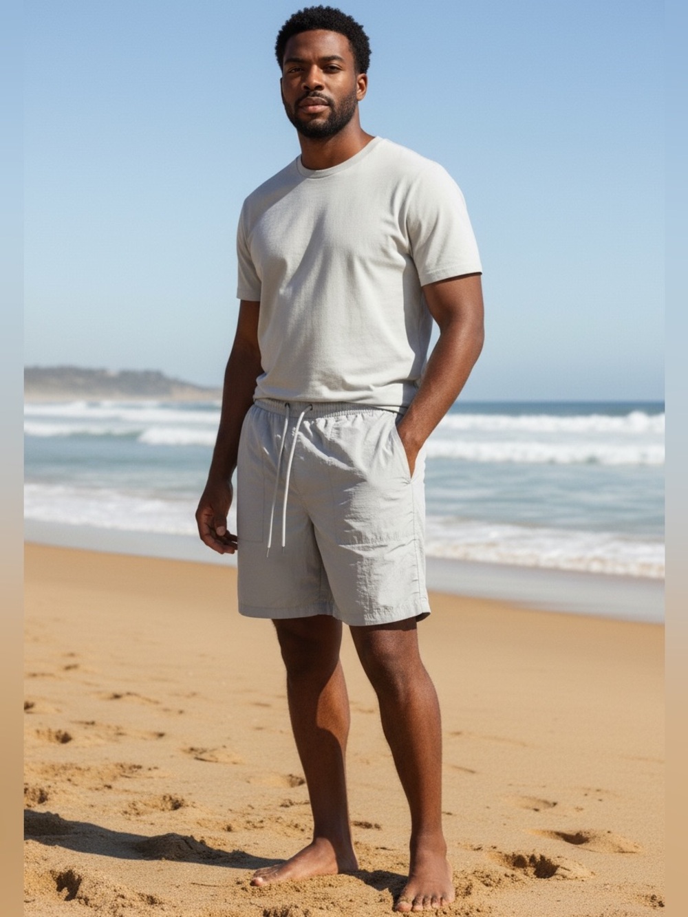 PacSun “Volley” Light Gray Nylon Shorts